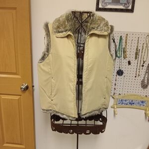 Women's Cream Faux Fur Vest